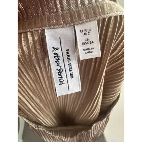 & Other Stories & OTHER STORIES Gold Metallic Tee Top Size 2