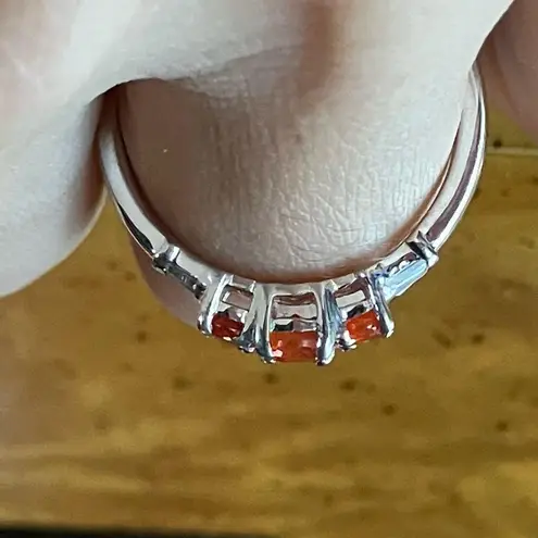 Natural Fire Opal Sterling Silver Ring Size 8