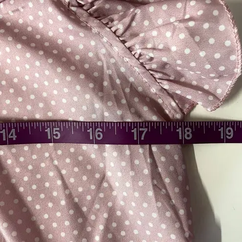Light Pink & White Polka Dot LightWeight Blouse Size S EUC