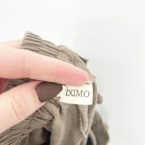 Iximo Womens Beachy Lounge Lagenlook Tapered Leg 100% Linen Pants Size S Khaki Brown