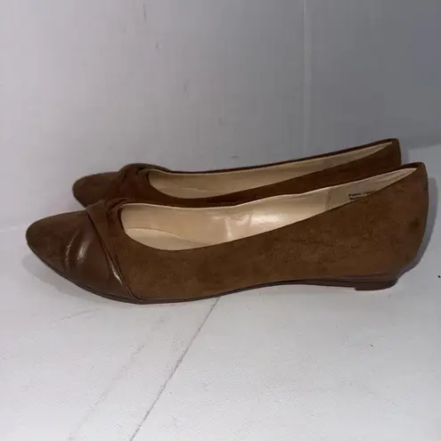 Coach & Four Flats Faux Suede Old Money Minimalist Low Heel Pointed Shoes 7.5 Brown