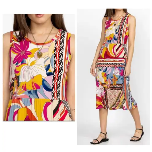 Johnny Was Rachel May Easy Fit Floral Tank Midi Bamboo Dress Women's Size Small