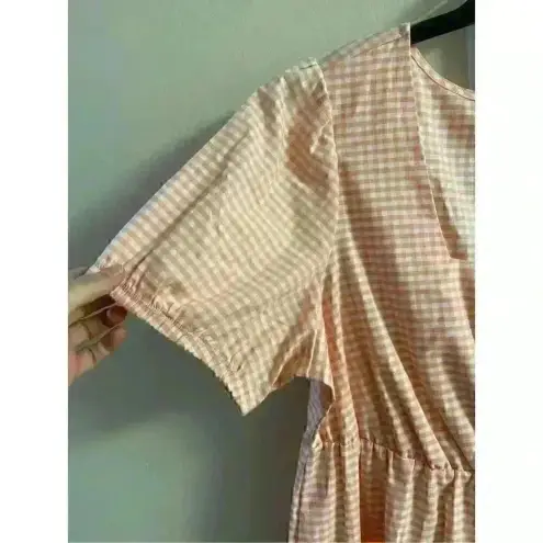 Morgan Taylor  NWT Peach Gingham Print Knee Length Dress, Size 2X.‎