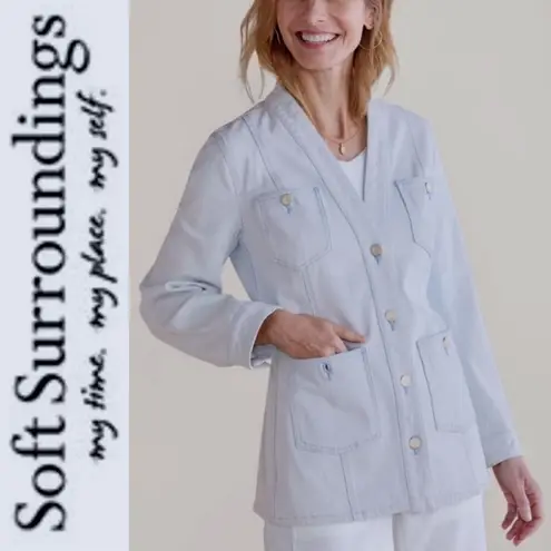 Soft Surroundings Next Level Denim Collarless Jacket Small