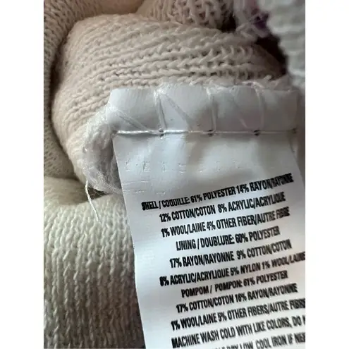 NWT! Juncture White Pink Purple Stripe Beanie Hat w Pom Womens OS