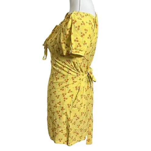 With Jean Loretta Cherry Puff Sleeve Mini Dress Women’s Size XS Yellow Cottageco