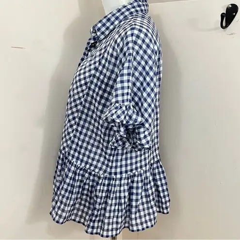 Dylan Gia Ruffles Blue and White Gingham Plaid XS