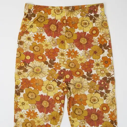 Ghanda Rosa Flares Retro Floral Bell Bottom Pants Orange Size XS