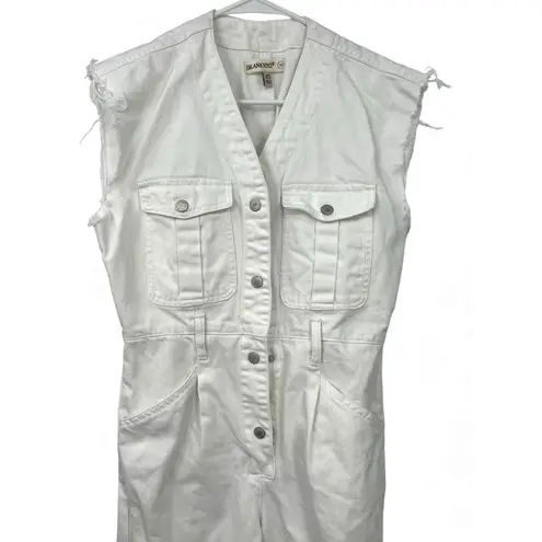 BLANK NYC  XS womens Sleeveless White Denim Jumpsuit Coveralls One Piece no belt