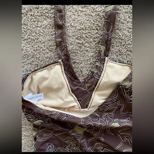 Newport News COPY -  One Piece Halter Swim Suit Size 10 Brown Sequin summer spri…