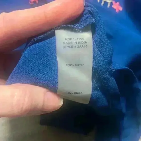 Soft Surroundings Sheer Blue Floral Embroidered Tunic Size S