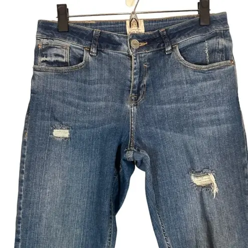 River Island Blue Distressed Ripped Raw Hem Skinny Denim Jeans Women Sz 12