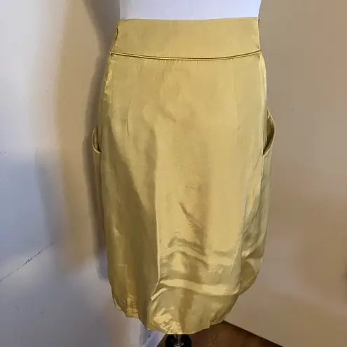 Vintage Japanese Q Yellow Skirt With Pockets Made in Korea