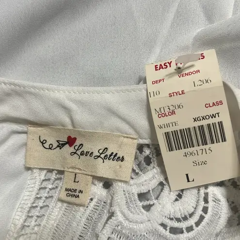 Love Letter Top Sz L Lace Feminine Layering Piece Semi Sheer Mock Neck Office