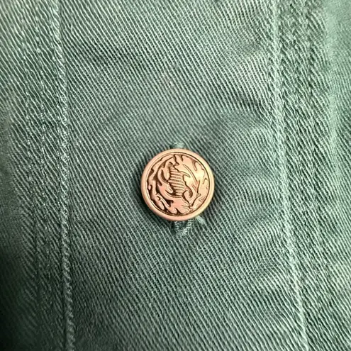 Western Cotton Button Front Shirt L Green V