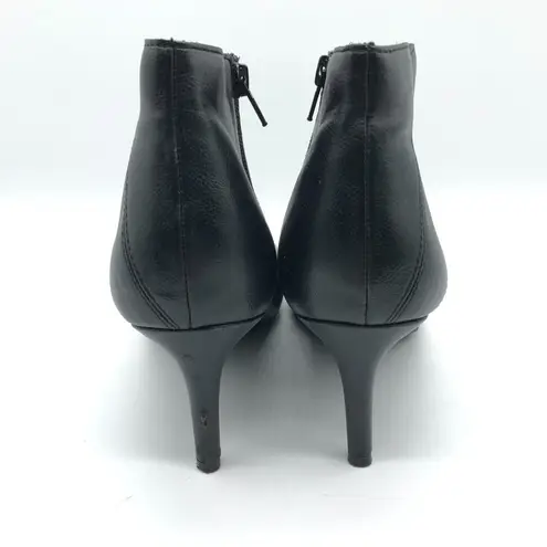 Kelly & Katie Womens Adeelah Ankle Booties Heel Faux Leather Zipper Black Size 9