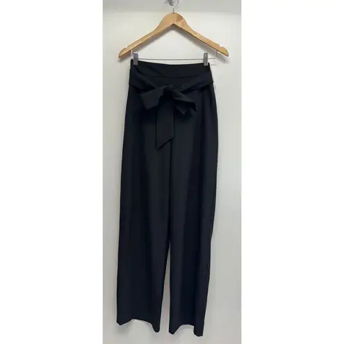Karen Kane Belted Woven Trousers Black Tie Front Pants NWT