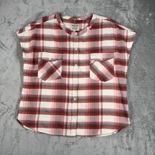 Burton Shirt Womens XL Red Cream Plaid Darcie Button Up Heritage Cabin Campcore