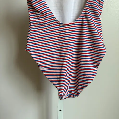 ONIA Red White Blue Striped Floral One Piece Swimsuit size S