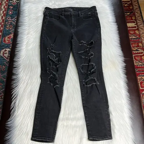 American Eagle  Black Distressed Hi Rise Jeggings