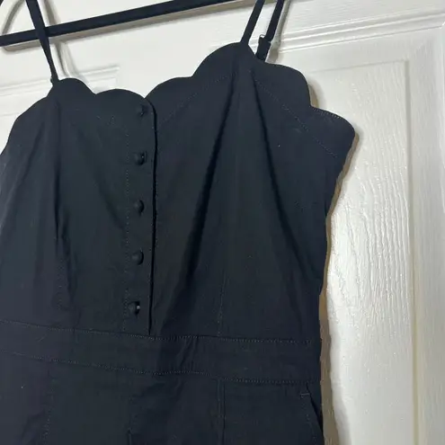 Maeve Anthropologie Femme Scalloped Stretch Jumpsuit Black Size 8