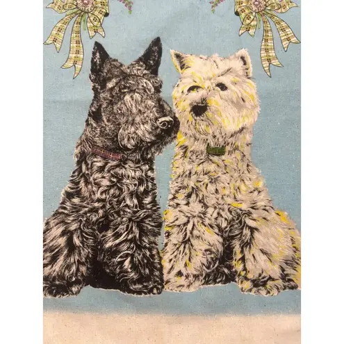 Scottish Dogs Canvas Tote Bag Double Handles Cotton Material Front Graphic NWT Blue