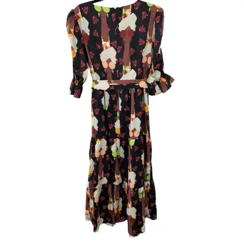 Hutch NWT ModCloth Let's Go Boho Black Long Sleeve Belted Maxi Dress Size 10