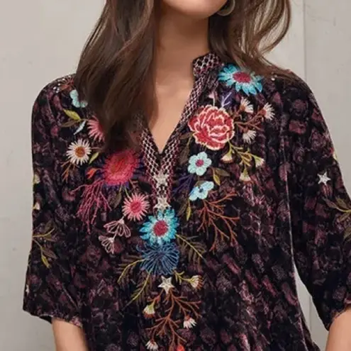 Johnny Was Ulla Velvet heavily Embroidered Top/Pant set (extremely oversized)