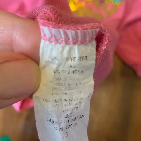 Haptics Top Vibrant Pink Tee with Colorful Egg Design M/L Sequins Easter Eggs Size M