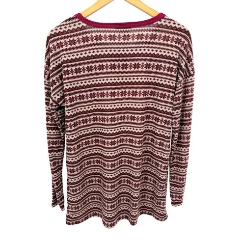 Heimish USA Fair Isle Thermal Top M Burgundy Pink Long Sleeve Knit Shirt NWOT Red Size M