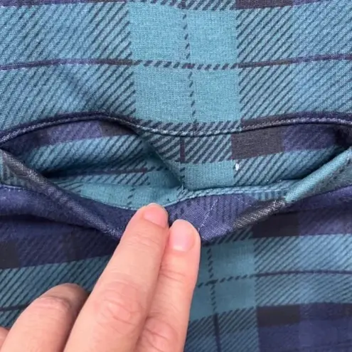 Vermont Country Terry Plaid Fleece Cardigan Sweater Plush Cozy Top Jacket Size M Blue Size M