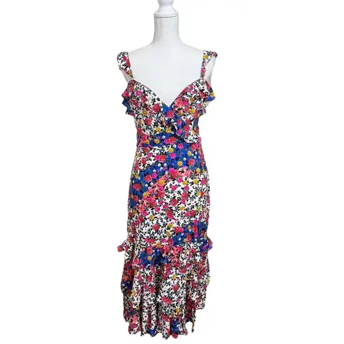 Majorelle NWT Nolita Midi Floral Dress Women’s Size XL Patchwork Multi Revolve