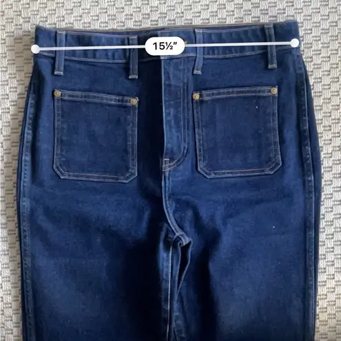 KHAITE Raquel Patch Pocket Crop Flare Jeans - Dark Blue Wash - Size 31