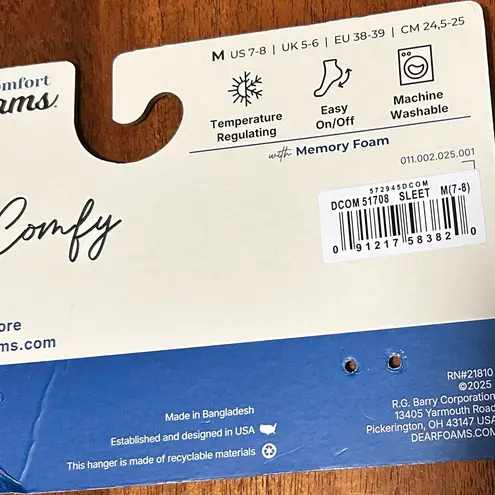 Dearfoams  Women's Grey - Sleet Slippers with memory foam size Medium 7-8