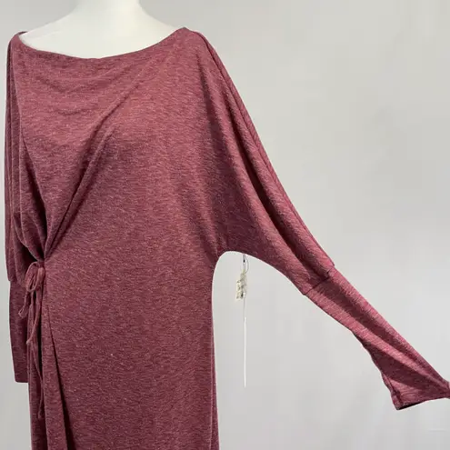 Caslon New Soft Knit Long Sleeve Side Tie Midi Dress Red Heather Size Small