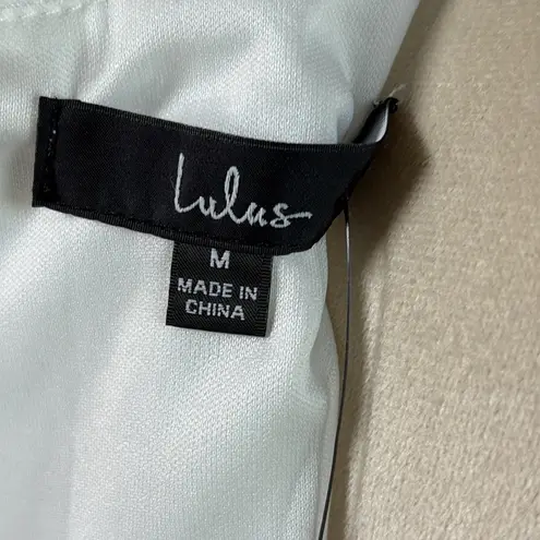 NWT Lulus Enticing Endeavors Square Neck Wide Leg Jumpsuit White Size M Size M