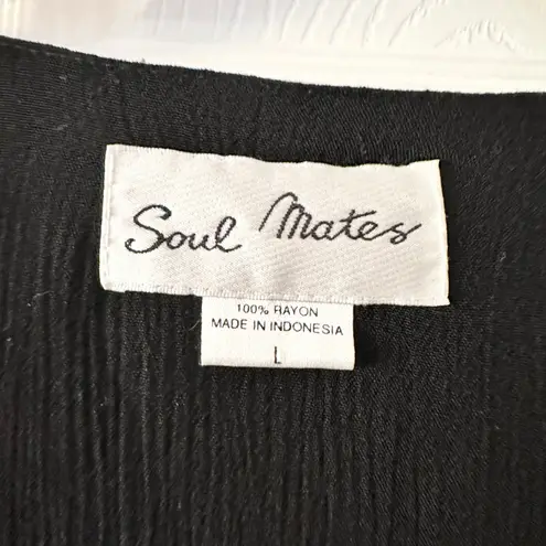 Soul Mates Vintage Black Crinkle Rayon Button Accent Casual Vest Women Medium