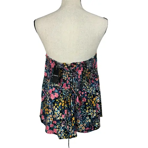Torrid  SZ 0 (Large) Challis Lace-Up Back Corset Top Floral Strapless Smocked New