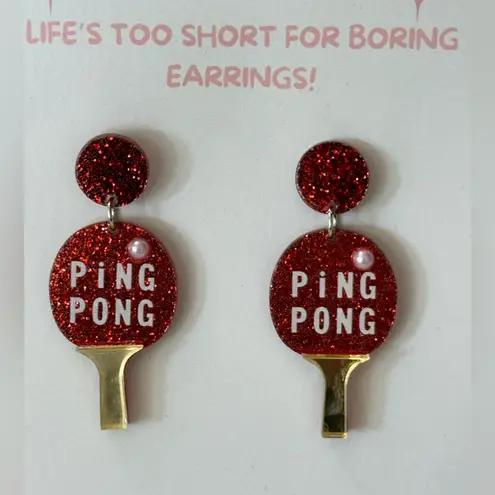 None Retro Table Tennis Paddle acrylic Earrings Sporty Set Ping Pong