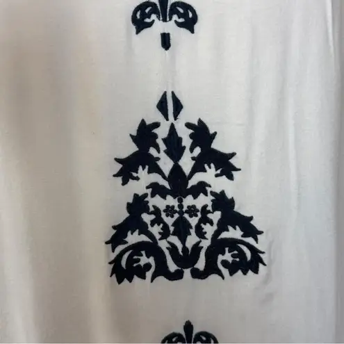 Chic Connection Embroidered New Tunic Dress White Navy Tassel Women’s Size XL