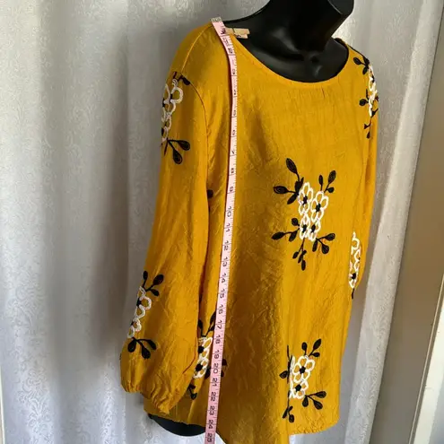 KINDRED LINEN EMBROIDERED TOP Sz: L Gold Size L