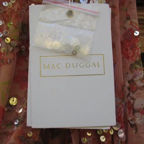 Mac Duggal 93547 Womens FLORAL PRINT SEQUINED PUFF SLEEVE GOWN