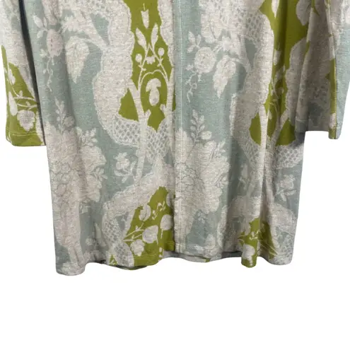 Saturday Sunday Anthropologie Hooded Tunic Dress M Green Floral Jacquard Knit Size M