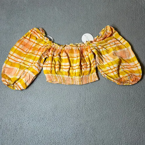 Petal and Pup Top Women 2 Yellow Orange Off Shoulder Crop Pullover Ruffle Top NEW