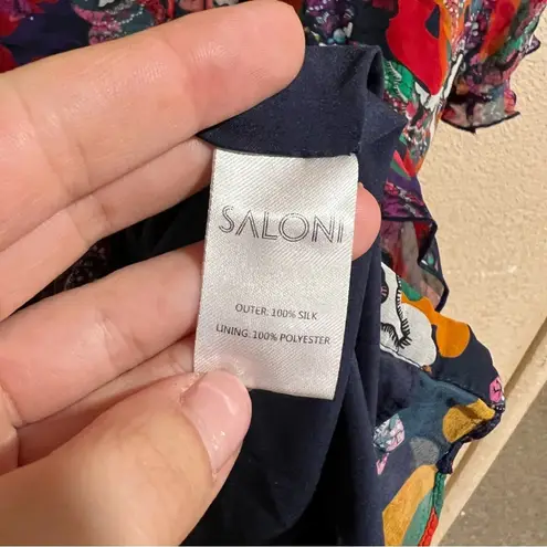 SALONI Printed Colorful Tilly Ruffle Button front Mini Dress size 6 Red