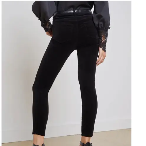 L'Agence  Margot High Rise Skinny Jeans Black Velvet Size 22 Waist