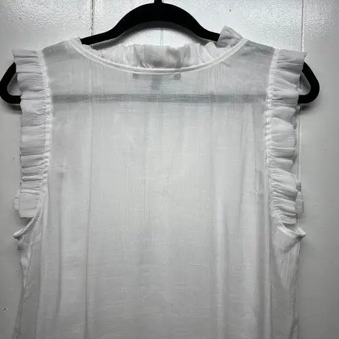 Harvé Benard Harve Bernard Ruffle Trim Button Down White Top Women's XL Lightweight Beachy