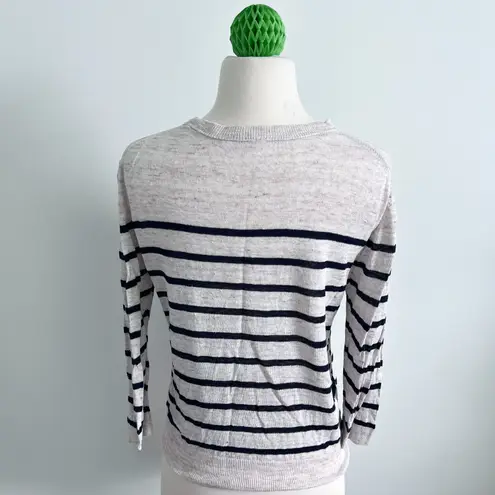 Muji sweater size Extra Small linen cream blue stripe Tan