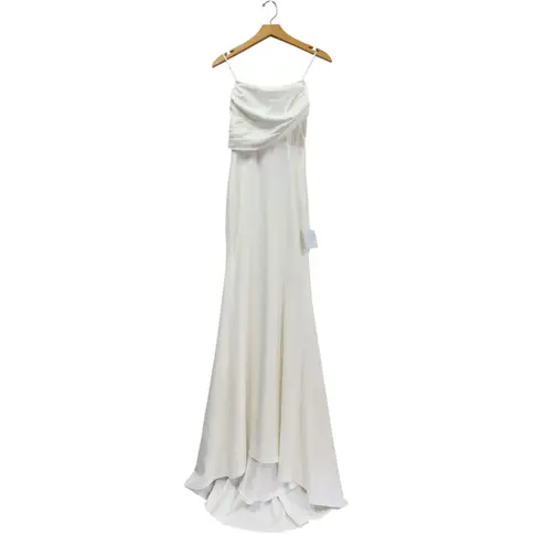 Lulus Avowed Adoration White Sheer Lace Pleated Strapless Maxi Dress size XL