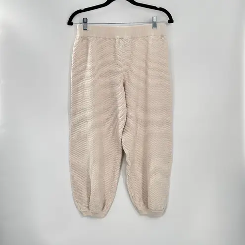 Free People FP BEACH Women's Hailee Cream Cozy Textured Knit Mid-Rise Jogger Pants Size S/P